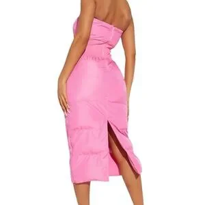 Fashion Nova Pink Midi Pencil Dress Asymmetrical Slit
